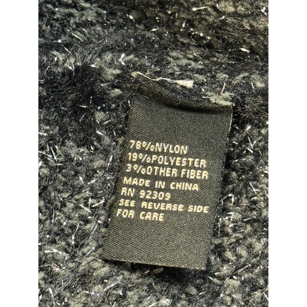 Diane Gilman DG2 Black Argyle Eyelash Knit Shimmer Cardigan Sweater XL NEW - Picture 6 of 8